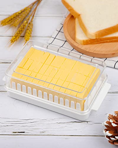 Butter Dish with Lid for Countertop, Bumzoi Butter Dish with Humanized Design, Butter Keeper for Refrigerator, Butter Dishes with Handle Storage Perfect for West/ East Coast Butter