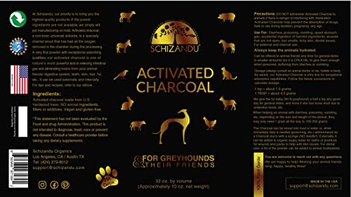 Activated Charcoal Powder for Dogs and All Pets, Livestock. Organic. for Digestive Upset, Poisonings, Detox, Dental Health, Kidney Relief, General Well-Being, Longevity, 10 oz / 1qt