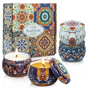 candles for home scented, 4.4 oz 4 pack long lasting burn, premium body relax & stress relief candles,ideal gifts for birthday, christmas, thanksgiving, mother's day