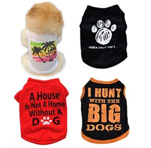 svvood 4pcs dog clothes small dogs boy girl pet puppy tshirts chihuahua yorkies clothes boy summer vest pet outfits dog cats shirt apparel accessories small dogs (large（8-12lb)
