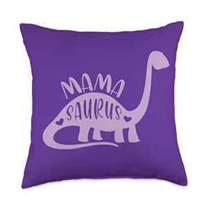 mamasaurus co. cute purple dinosaur mamasaurus throw pillow, 18x18, multicolor