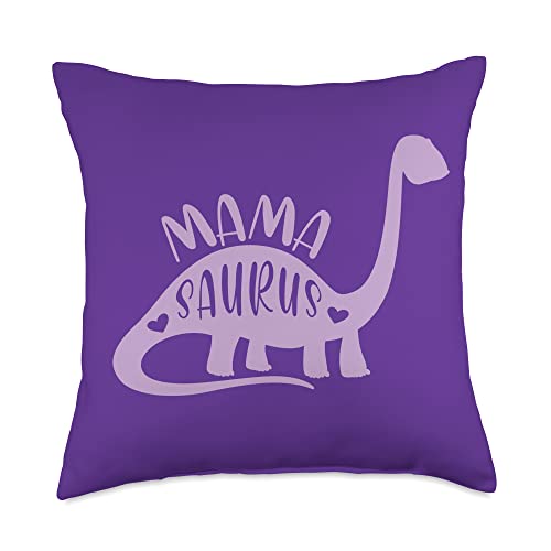 Mamasaurus Co. Cute Purple Dinosaur Mamasaurus Throw Pillow, 18x18, Multicolor