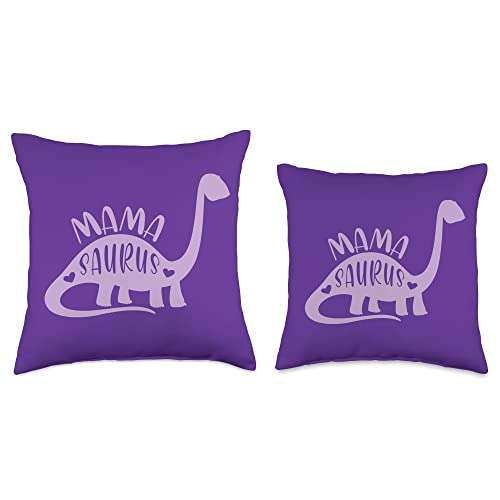 Mamasaurus Co. Cute Purple Dinosaur Mamasaurus Throw Pillow, 18x18, Multicolor