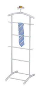 kb designs - suit & tie freestanding valet stand clothing organizer rack, white