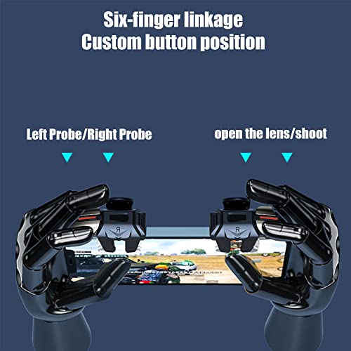 6 Trigger PUBG Mobile Controller,Mobile Game Controller for PUBG with 6 Trigger for Call of Duty/Fortnite/Knives Out/Rules of Survival,Mobile Triggers for 6 Fingers Compatible with iPhone Android iPad