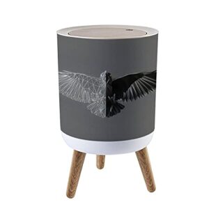 small trash can with lid raven in flight on grey low triangular and wireframe eps 8 isolated 7 liter round garbage can elasticity press cover lid wastebasket for kitchen bathroom office 1.8 gallon