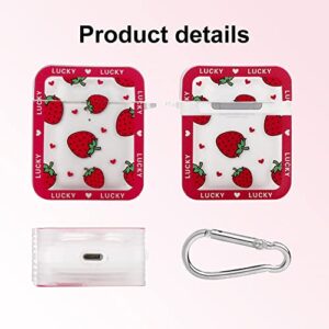 MZELQ Compatible with Airpods 1 Case, Airpods 2 Case Strawberry Cute Pattern, Soft TPU Airpods Case for Girls Women + 1* Mental Ring, Protective Airpods 1/2 Case