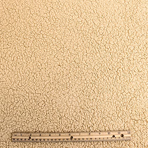 Texco Inc 1/4-inch Pile Sherpa Faux Fur Fabric-1 Yard, Khaki