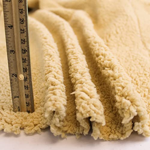 Texco Inc 1/4-inch Pile Sherpa Faux Fur Fabric-1 Yard, Khaki