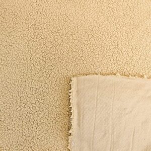 Texco Inc 1/4-inch Pile Sherpa Faux Fur Fabric-1 Yard, Khaki