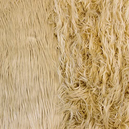 Texco Inc Extra Long Luxury Shaggy Faux Fur Fabric-1 Yard, Camel