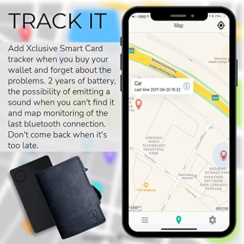 Xclusive Slim & Sleek Bluetooth Smart Card Tracker - Item Locator & Finder for Wallets, Passports & Electronic Devices & More - Waterproof GPS Wallet Tracker with Built-in 2 Year Battery