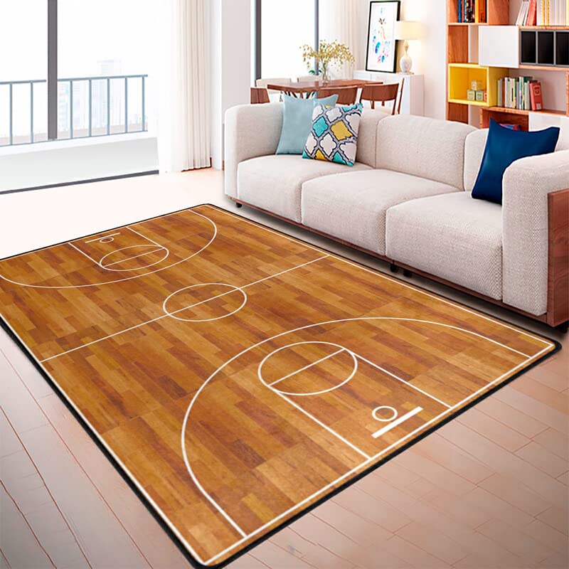 Vnurnrn Sletend Basketball Court Area Rug 3' x 5' Non Slip Area Rug for Kitchen Floor Hallway Bathroom Living Room Bedroom Home Decorative