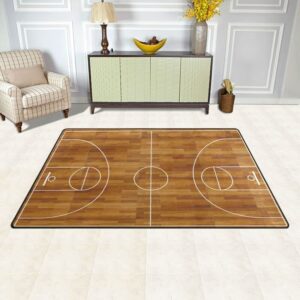 Vnurnrn Sletend Basketball Court Area Rug 3' x 5' Non Slip Area Rug for Kitchen Floor Hallway Bathroom Living Room Bedroom Home Decorative