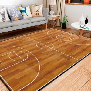 Vnurnrn Sletend Basketball Court Area Rug 3' x 5' Non Slip Area Rug for Kitchen Floor Hallway Bathroom Living Room Bedroom Home Decorative