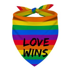 love wins dog bandana lgbt rainbow dog scarf pride day adjustable accessories for small medium dogs cats pets