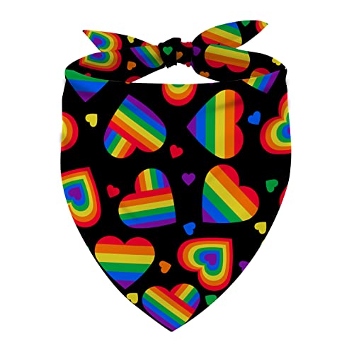 Rainbow Heart Dog Bandana LGBT Pride Day Dog Scarf Adjustable Accessories for Small Medium Dogs Cats Pets