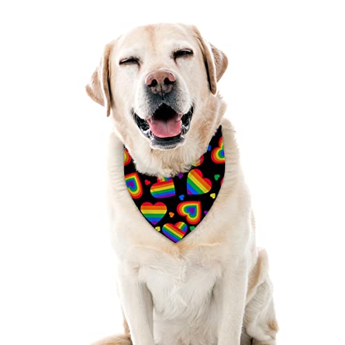 Rainbow Heart Dog Bandana LGBT Pride Day Dog Scarf Adjustable Accessories for Small Medium Dogs Cats Pets