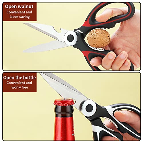 Kyraton Kitchen Scissors Heavy Duty 2 Pieces, Stainless Steel Sharp Cooking Shears with Cover, Multipurpose Cooking Scissors For Meat Chicken Bone Veg Poultry Fish. Dishwasher Safe Food Scissors