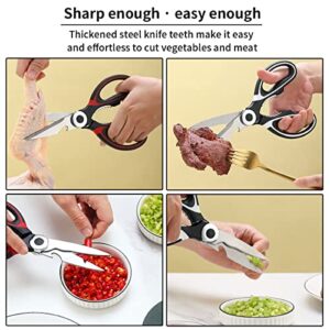 Kyraton Kitchen Scissors Heavy Duty 2 Pieces, Stainless Steel Sharp Cooking Shears with Cover, Multipurpose Cooking Scissors For Meat Chicken Bone Veg Poultry Fish. Dishwasher Safe Food Scissors