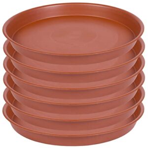 bleuhome 6 pack of 6 inch plant saucer, 4 6 8 10 12 14 16 inch plant saucers, heavy duty plastic plant water tray round, planter drip trays for pot, flower saucers for indoors (6 inch, terracotta)