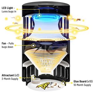 Trap It! Indoor Insect Trap & Indoor Gnat, Fruit Fly, and Mosquito Killer - Indoor Bug Catcher with UV Light, Fan, Bait, and Sticky Glue Boards