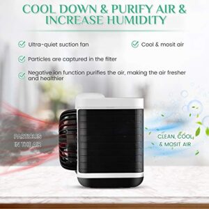 Portable Air Cooler Fan, Rechargeable Personal Mini Air Conditioner with 3 Wind Speeds,Evaporative Portable Desk Cooler Fan for Bedroom, Office, Dorm, Car, Camping Tent