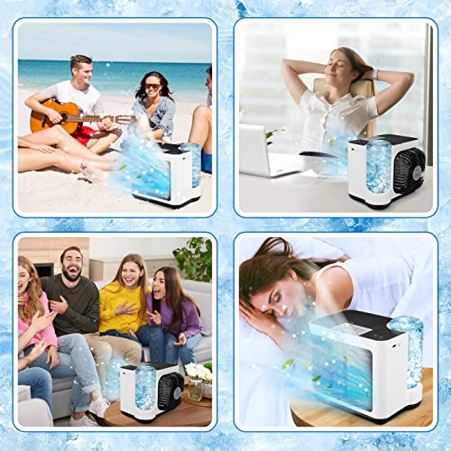 Portable Air Cooler Fan, Rechargeable Personal Mini Air Conditioner with 3 Wind Speeds,Evaporative Portable Desk Cooler Fan for Bedroom, Office, Dorm, Car, Camping Tent