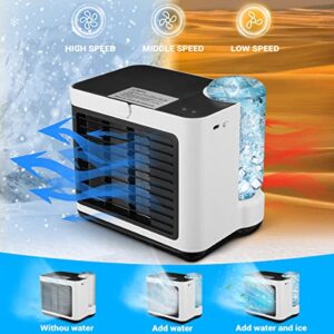 Portable Air Cooler Fan, Rechargeable Personal Mini Air Conditioner with 3 Wind Speeds,Evaporative Portable Desk Cooler Fan for Bedroom, Office, Dorm, Car, Camping Tent