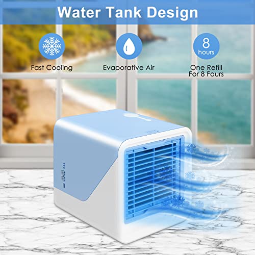 Llfaiww Portable Air Conditioner, Personal Mini Air Conditioner in 3 Speed, USB Air Cooler with LED Light for Office Bedroom Kitchen Nightstand Black