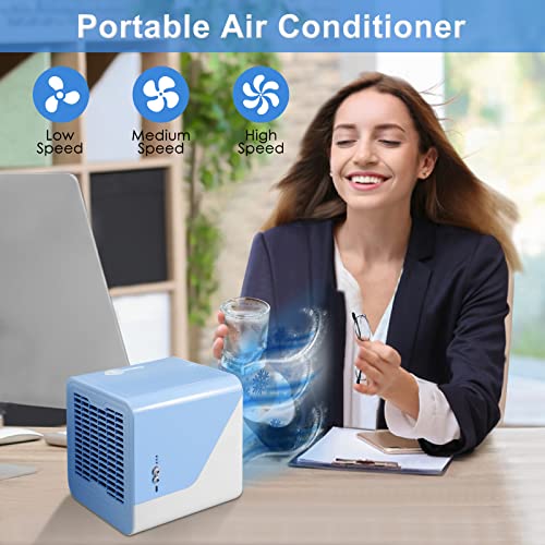 Llfaiww Portable Air Conditioner, Personal Mini Air Conditioner in 3 Speed, USB Air Cooler with LED Light for Office Bedroom Kitchen Nightstand Black