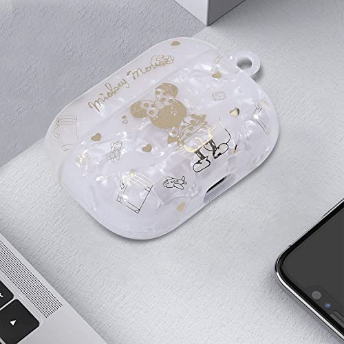 Manleno Compatible with Airpods Pro Case with Pearl Keychain Strap Cute Cartoon Design Women Girls Soft Protective Case Cover Replacement for Apple Airpods Pro 2019 (Minnie)