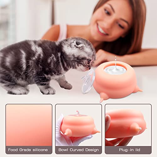 oADANNUo Puppy Milk Feeder with 4 Nipples Silicone Milk Feeding Bowl Puppy Kitten Nursing Station for Feeding Small Newborn Pets Within Two Weeks