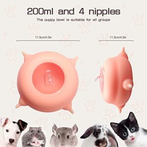 oADANNUo Puppy Milk Feeder with 4 Nipples Silicone Milk Feeding Bowl Puppy Kitten Nursing Station for Feeding Small Newborn Pets Within Two Weeks