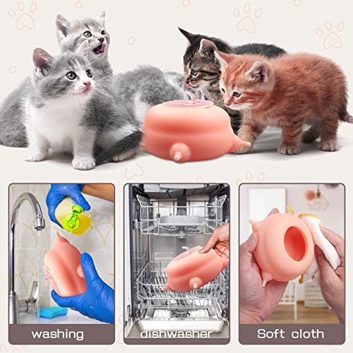 oADANNUo Puppy Milk Feeder with 4 Nipples Silicone Milk Feeding Bowl Puppy Kitten Nursing Station for Feeding Small Newborn Pets Within Two Weeks