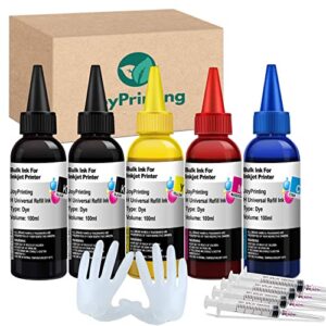 joyprinting ink refill kit for hp printer cartridges hp 67 60 61 62 63 65 950 951 952 962 920 901 902 932 933 934 940 refillable ink cartridges ciss system (5 x 100ml, black, cyan, magenta, yellow)