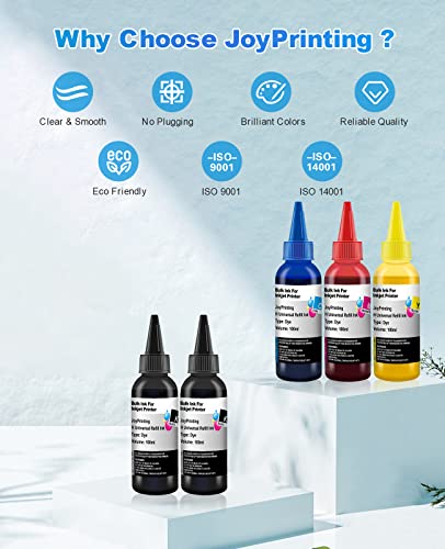 JoyPrinting Ink Refill Kit for HP Printer Cartridges HP 67 60 61 62 63 65 950 951 952 962 920 901 902 932 933 934 940 Refillable Ink Cartridges CISS System (5 x 100ml, Black, Cyan, Magenta, Yellow)