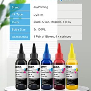 JoyPrinting Ink Refill Kit for HP Printer Cartridges HP 67 60 61 62 63 65 950 951 952 962 920 901 902 932 933 934 940 Refillable Ink Cartridges CISS System (5 x 100ml, Black, Cyan, Magenta, Yellow)