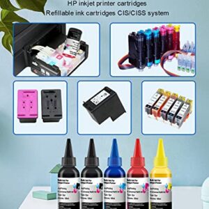 JoyPrinting Ink Refill Kit for HP Printer Cartridges HP 67 60 61 62 63 65 950 951 952 962 920 901 902 932 933 934 940 Refillable Ink Cartridges CISS System (5 x 100ml, Black, Cyan, Magenta, Yellow)