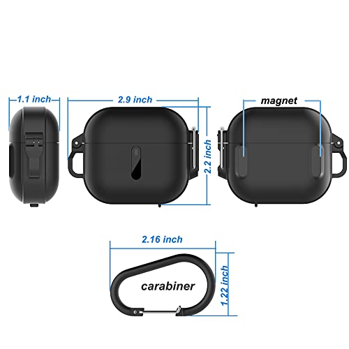 Compatible for AirPods 3rd Generation, Waterproof,Support MagSafe Wireless Charging, Anti-Lost,Visible Charging Light. (Black)