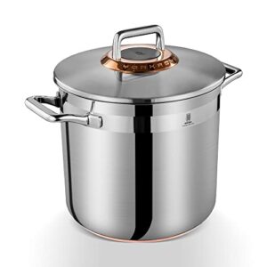 stainless steel stock pot - stockpots healthy heavy duty induction large with lid 7.5 quart for soup, sauce, casserole, stew oven and dishwasher safe soup pot commercial grade soup pot cooking pot
