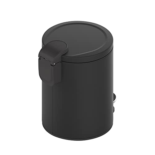 Innovaze 3.2 Gal./12-Liter and 0.8 Gal./3 Liter Stylish Round Black Metal Step-on Trash Can Set