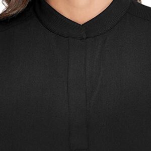 COMENII Scrubs Top for Women, 3 Pockets Mandarin Collar Medical Scrubs for Women, Shrink Resistant Anti-Wrinkle Womens Scrubs Tops（Black M）