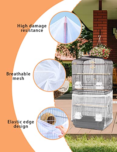 WILLBASIC Bird Cage Cover 2pcs Bird Cage Seed Catcher Nylon Bird Seed Catcher - Bird Cage Accessories for Parakeets with Bird Chewing Hanging Swing Toys