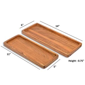 Samhita Acacia Wood Rectangular Wooden Platters for Food Holder/BBQ/Party Buffet Gift for Friend, Family.