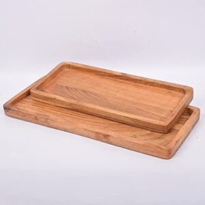 Samhita Acacia Wood Rectangular Wooden Platters for Food Holder/BBQ/Party Buffet Gift for Friend, Family.