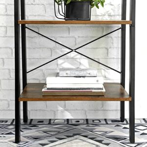 VASAGLE Corner Shelf Bundle with Ladder Shelf, 4-Tier Corner Bookshelf, Plant Shelf Stand for Living Room, Bedroom, Industrial Style, Rustic Brown and Black ULLS34X and ULLS44X