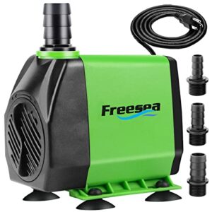 freesea fountain submersible water pump: 800gph 45w adjustable ultra quiet aquarium pump with 3 nozzles 10ft high lift for small pond | fish tank | waterfall | outdoor | hydroponics