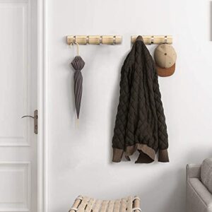 HILIROOM HILIROOM Coat Rack Wall Mount with 4 Retractable Hooks, Sleek, Modern, Space-Saving Wall Mounted Coat Rack, Coat Hanger with Folding Hooks for Hanging Coats,Hats,Scarves,Keys and More