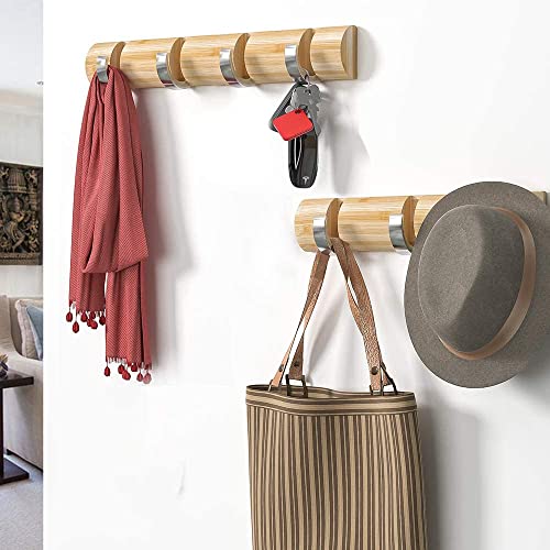 HILIROOM HILIROOM Coat Rack Wall Mount with 4 Retractable Hooks, Sleek, Modern, Space-Saving Wall Mounted Coat Rack, Coat Hanger with Folding Hooks for Hanging Coats,Hats,Scarves,Keys and More